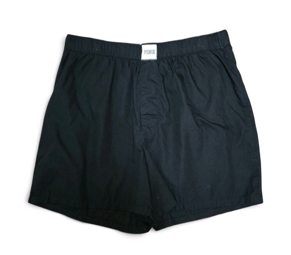 Pink Victoria Secret Solid Black Sleep Boxy Pajama Lounge Shorts Size Medium M